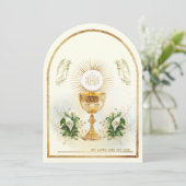 Traditionelle katholische Heilige Kommunion Einladung (Stehend Vorderseite)