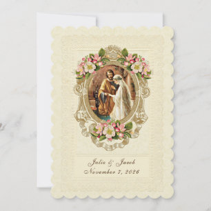 Traditionelle katholische Hochzeit im Vintage-Stil Einladung
