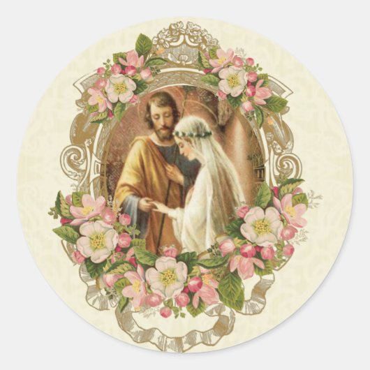 Traditionelle katholische Hochzeit Runder Aufkleber (Vorderseite)