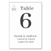 Traditionelle katholische Hochzeit Tischnummer (Vorderseite)