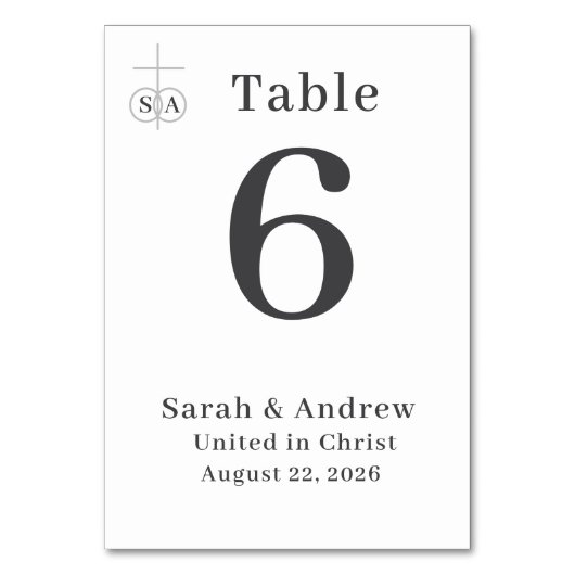 Traditionelle katholische Hochzeit Tischnummer (Vorderseite)
