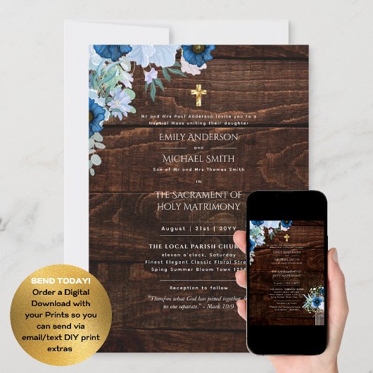 Traditionelle katholische Hochzeitsmaße Einladung