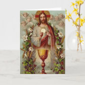 Traditionelle katholische Messe mit Heiligenherz Karte (Gelbe Blume)