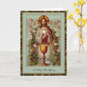 Traditionelle katholische Messe mit Sacred Heart C Karte (Gelbe Blume)