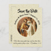 Traditionelle katholische SAVE THE DATE Hochzeit Ankündigungspostkarte (Vorne/Hinten)