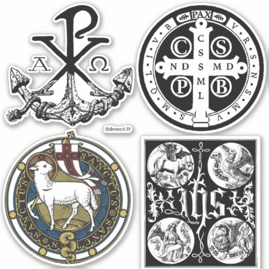 Traditionelle katholische Symbole Aufkleber (Vorderseite)