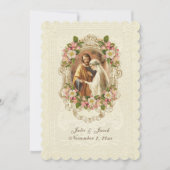 Traditionelle katholische Vintage Spitzen-Kirschbl Einladung (Vorderseite)