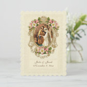 Traditionelle katholische Vintage Spitzen-Kirschbl Einladung (Stehend Vorderseite)