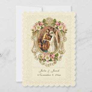 Traditionelle katholische Vintage Spitzen-Kirschbl Einladung