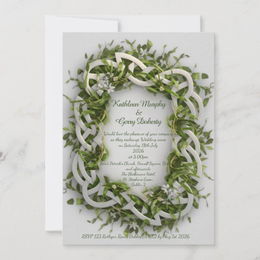 Traditionelle keltische Liebe Knot & Lucky Clover Einladung (Vorderseite)