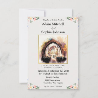 Traditionelle Kirche InterWatercolor Hochzeit Einl
