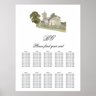 Traditionelle Kirchen-Monogramm-Hochzeit-Sitzplan Poster