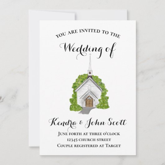 Traditionelle kirchliche Aquarelleinladung Einladung (Vorderseite)