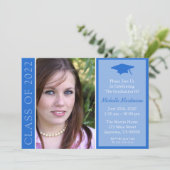 Traditionelle Klasse 2022 Abschluss (blau) Einladung (Stehend Vorderseite)