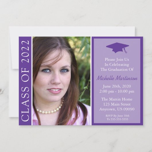 Traditionelle Klasse 2022 Abschluss (Lila) INDI Einladung (Vorderseite)