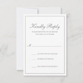 Traditionelle klassische formale Elegante Gray Wed RSVP Karte