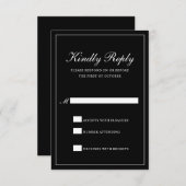 Traditionelle klassische formale Elegante Schwarze RSVP Karte (Vorne/Hinten)