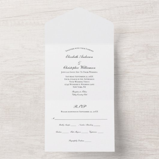 Traditionelle klassische Hochzeit in einer Einladu All In One Einladung (Innen Boden)