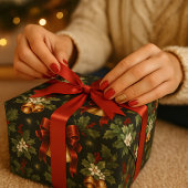 Traditionelle klassische Weihnachtsroter Bow & Gol Geschenkpapier