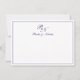 Traditionelle Königliche Lila Monogram-Feierliche  Dankeskarte