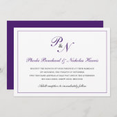 Traditionelle Königliche Lila Monogram-Feierliche Einladung (Vorne/Hinten)