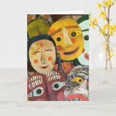 Traditionelle koreanische Masken: leere Karte (Gelbe Blume)