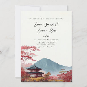 Traditionelle koreanische Skyline-Hochzeit Einladung
