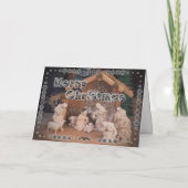 Traditionelle Krippe aus heiterem Weihnachtsholz Karte (Rückseite)