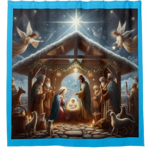 Traditionelle Krippe Duschvorhang (Vorderseite)