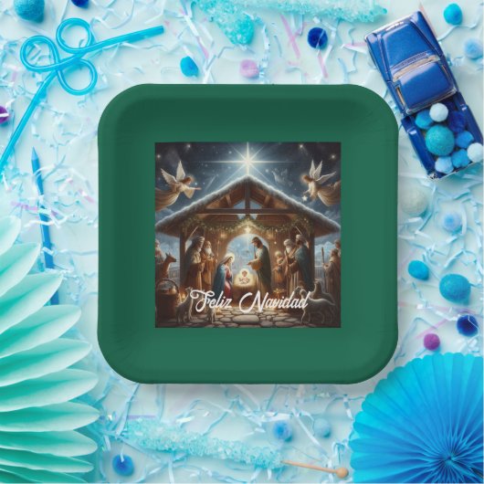 Traditionelle Krippe Pappteller (Party)