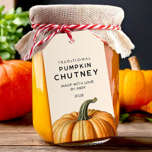 Traditionelle Kürbischutney-Lebensmittelglasetiket Geschenkanhänger