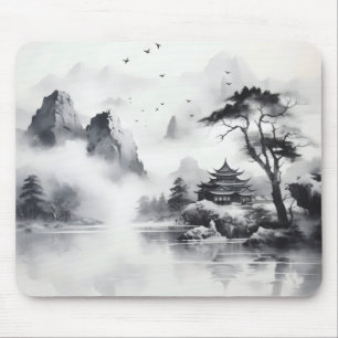 Traditionelle Landschaft der Tintenzeichnung Mousepad