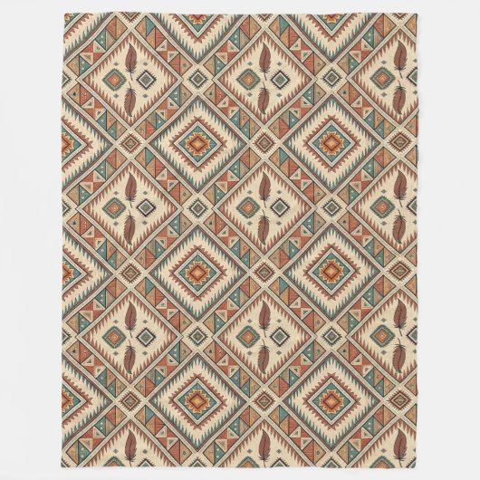 Traditionelle, lebendige Stammesfedern braun Fleecedecke (Vorderseite)