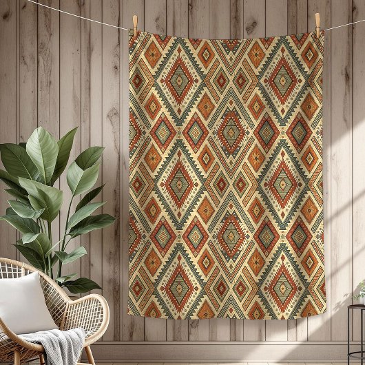 Traditionelle, lebendige Stammesfedern braun Fleecedecke