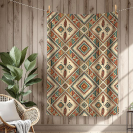 Traditionelle, lebendige Stammesfedern braun Fleecedecke