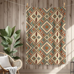 Traditionelle, lebendige Stammesfedern braun Fleecedecke