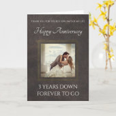 Traditionelle Lederaussehen 3. Jubiläumskarte Karte (Gelbe Blume)