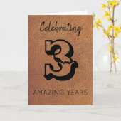 Traditionelle Lederkarte zum 3. Jahrestag Karte (Gelbe Blume)