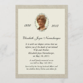 Traditionelle Leinen schauen Foto Death Ankündigun Ankündigung