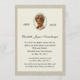 Traditionelle Leinen schauen Foto Death Ankündigun Ankündigung