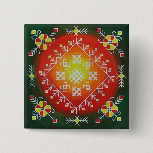 Traditionelle lettische Volkskunst mit Symbolmaler Button (Vorderseite)