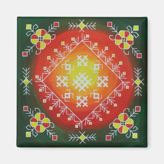 Traditionelle lettische Volkskunst mit Symbolmaler Magnet (Vorne)