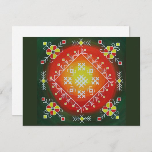 Traditionelle lettische Volkskunst mit Symbolmaler Postkarte (Vorne/Hinten)