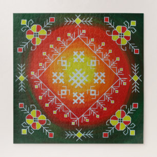 Traditionelle lettische Volkskunst mit Symbolmaler Puzzle