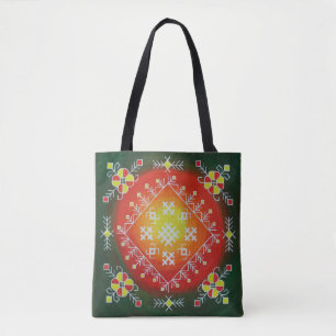 Traditionelle lettische Volkskunst mit Symbolmaler Tasche