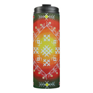 Traditionelle lettische Volkskunst mit Symbolmaler Thermosbecher