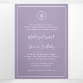 Traditionelle Lila Dusty Hochzeit Dreifach Gefaltete Einladung (Innenseite Mitte)