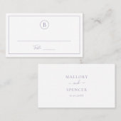 Traditionelle Lila Dusty Hochzeit Platzkarte (Vorne/Hinten)