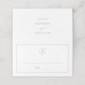 Traditionelle Lila Dusty Hochzeit Platzkarte (Außenseite Aufgefaltet)