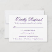 Traditionelle Lila formelle Hochzeit RSVP Karte (Vorderseite)